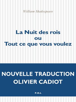 cover image of La Nuit des rois ou Tout ce que vous voulez